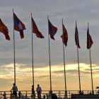 Daily Photo: Lao Flags at Sunset